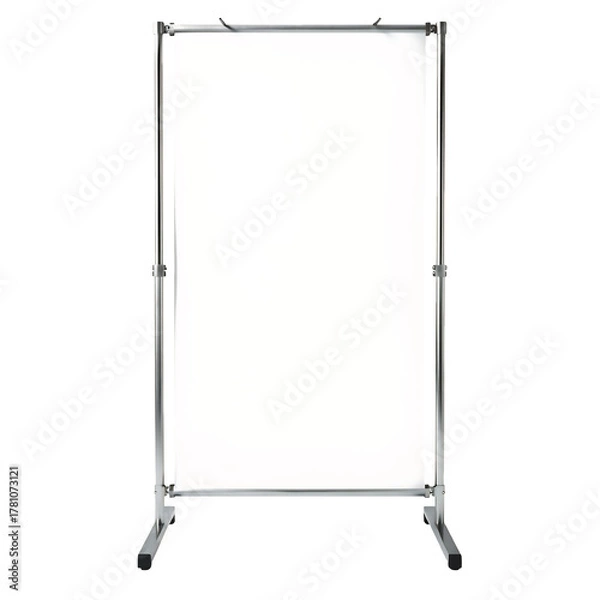 Obraz Blank white backdrop on a portable silver metal stand studio presentation display
