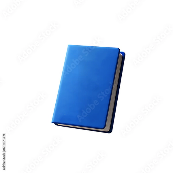 Fototapeta Solid Blue Closed Hardcover Book With Silver Edges Against A Transparent Background Isolated Object