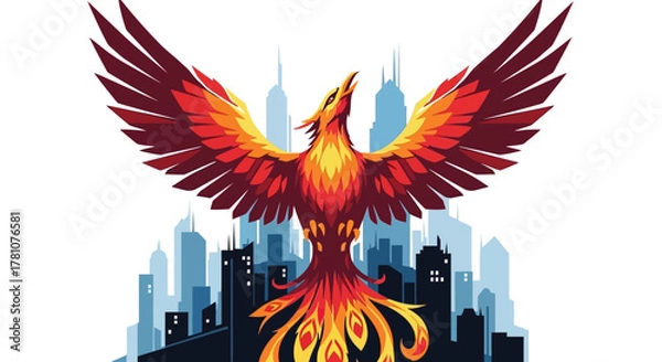 Fototapeta Fiery Phoenix Rising - A Symbol of Rebirth and Transformation.