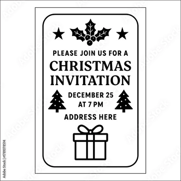 Obraz Christmas Invitation Label Design