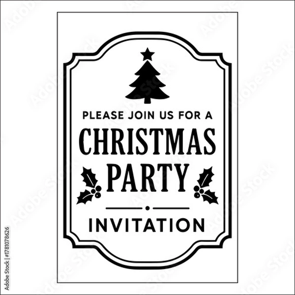 Obraz Christmas Invitation Label Design