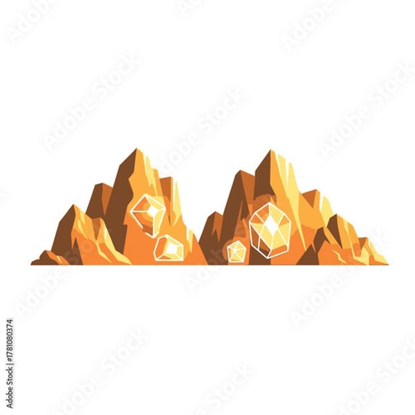 Obraz Golden Crystal Mountains - A Treasure Trove of Sparkling Gems.