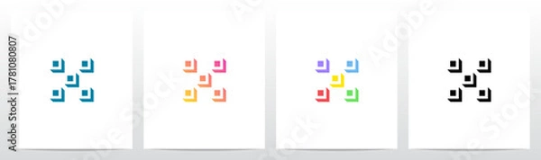 Obraz Squares Tiles Negative Space Box Isometric Initial Letter Logo Design X