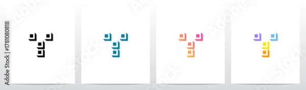 Obraz Squares Tiles Negative Space Box Isometric Initial Letter Logo Design Y