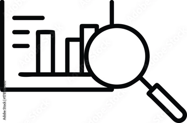 Fototapeta Data analysis icon with magnifying glass over a financial report. 