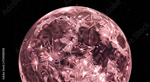 Fototapeta Close-up of a Textured Pink Moon in Space planet cosmos