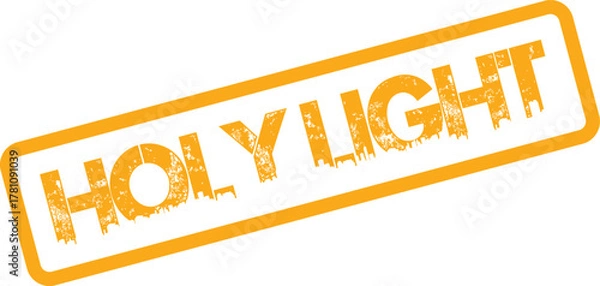 Fototapeta Distressed yellow vintage style rubber stamp displays the sacred words Holy Light symbolizing spiritual enlightenment and divine presence