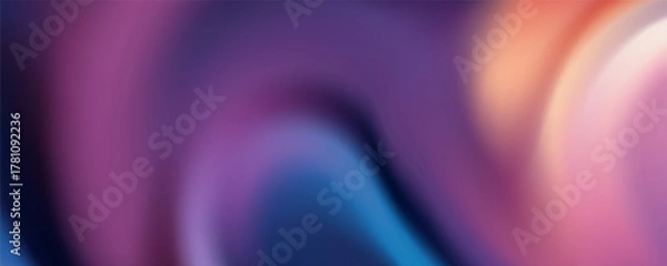 Obraz Dynamic gradient flow of turquoise, purple, and peach colors in an abstract wavy composition. Modern digital art background for futuristic or creative visuals.