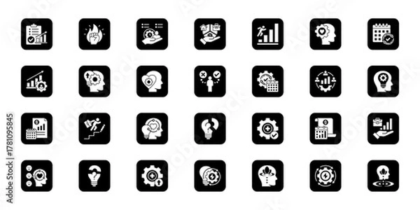 Obraz Personal improvement track   Cohesive set of minimalist vector icons representing key ideas with visual clarity