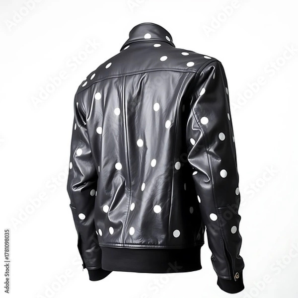 Fototapeta Leather jacket with polka dots against white background