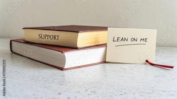 Fototapeta Supportive Books with Note for Encouragement and Friendship Concept