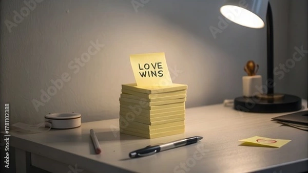 Fototapeta Thoughtful Message on Sticky Note with Warm Ambient Light