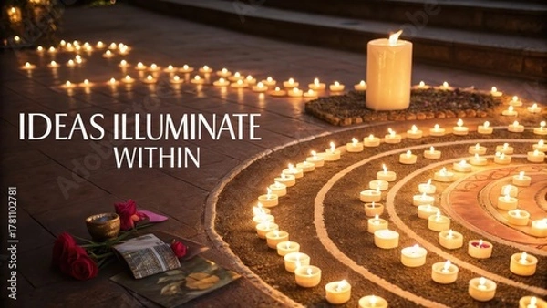 Fototapeta Tranquil Candlelight Pathway for Reflection and Meditation Journey