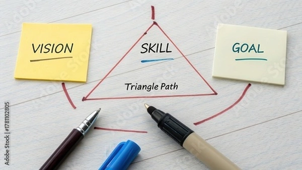 Fototapeta Triangle Path Connecting Vision, Skill, and Goal in Business Strategy