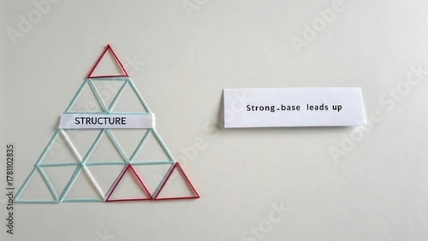 Fototapeta Triangular Structure Model with Text and Colorful Shapes for Learning