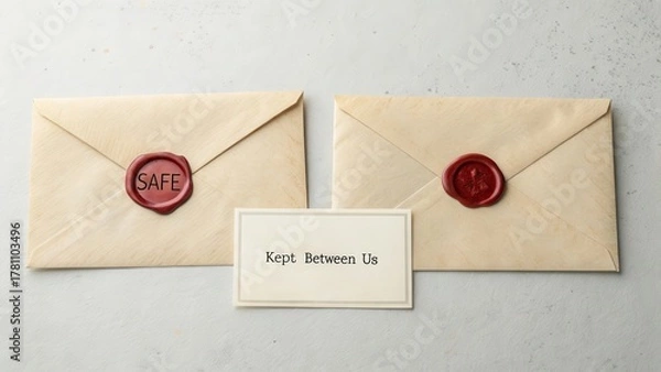 Fototapeta Vintage Envelopes with Seals and Note on a Neutral Background