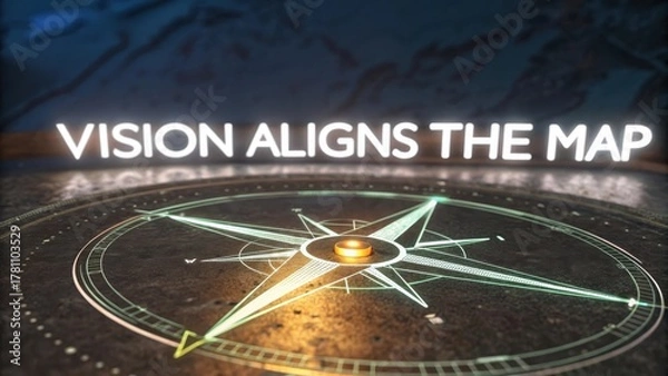 Fototapeta Vision Aligns the Map - Symbol of Direction and Exploration in Life