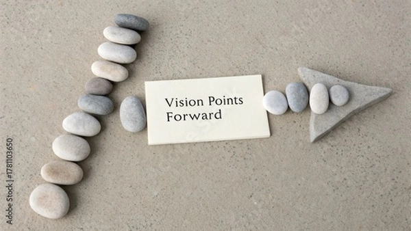 Fototapeta Vision Points Forward with Pebbles Arranged in an Arrow Shape