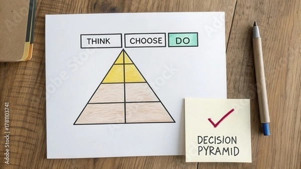 Fototapeta Visual Guide of Decision-Making Process with Think Choose Do Framework