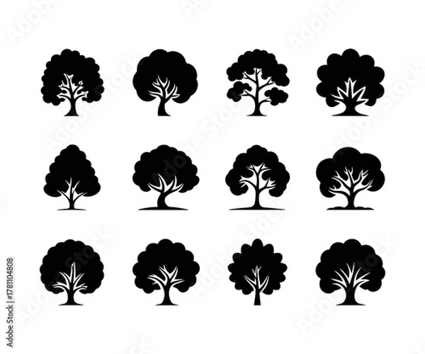 Obraz Majestic oak tree illustration with detailed branches