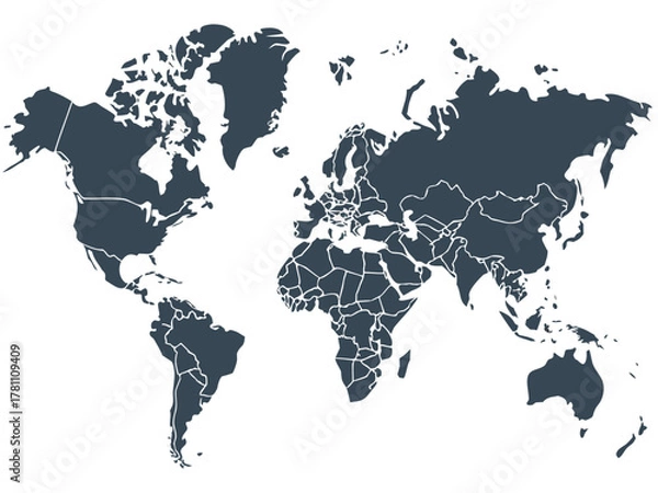 Fototapeta United States of America Map with State Borders in Light Gray and White Outlines simplified