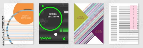 Fototapeta Geometric cover design, set. Abstract unusual background 