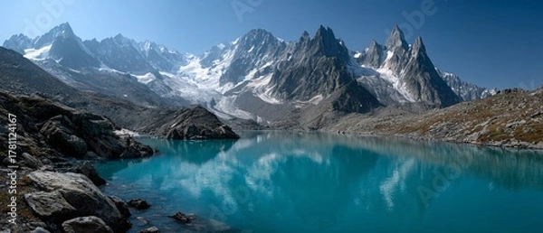 Obraz Snowy Peaks Reflected in Glacial Lake