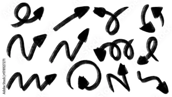 Obraz Doodle Style Direction Arrows and Curls Collection