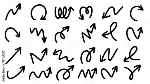 Obraz Abstract Black Pen Drawn Arrow Pointers and Lines