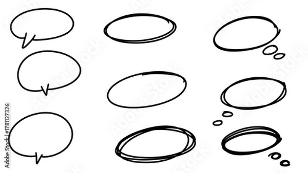 Obraz Hand Drawn Empty Circles and Oval Highlight Frames Set