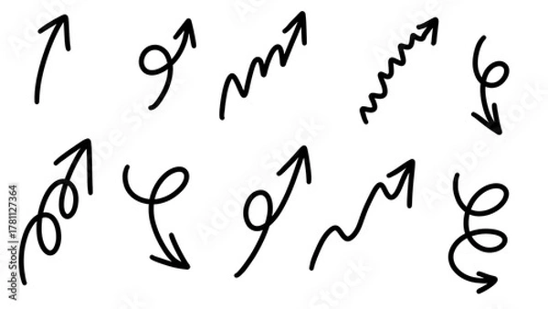 Obraz Abstract Black Pen Drawn Arrow Pointers and Lines