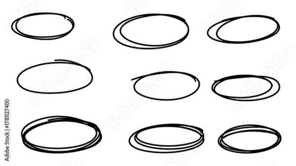 Obraz Hand Drawn Empty Circles and Oval Highlight Frames Set