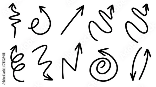 Obraz Rough Scribble Arrow Symbols Hand Drawn Set