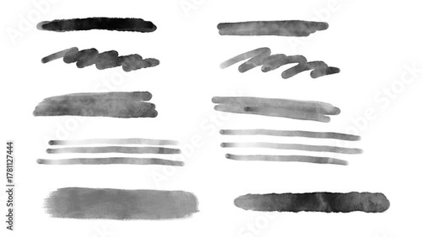 Obraz Black Ink Brush Strokes Elements Collection