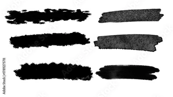 Obraz Thick Paint Brush Strokes and Grunge Texture Set
