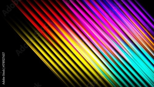 Obraz Digital Bright Spectrum Stripes Black Background Vector