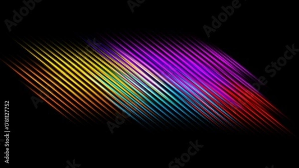 Obraz Futuristic Glowing Colorful Diagonal Lines Background