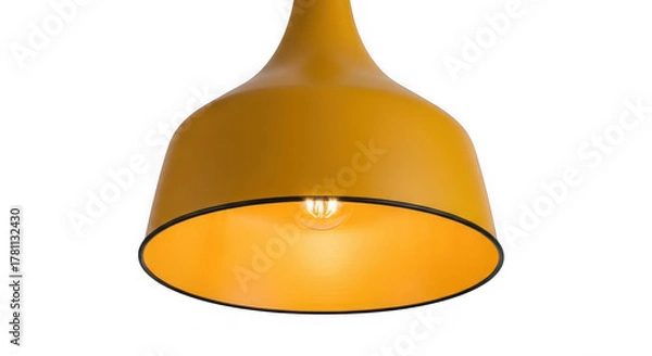 Fototapeta Modern yellow pendant lamp isolated on transparent background provides warm light
