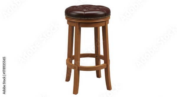 Fototapeta Stylish wooden bar stool isolated on transparent background in a studio shot