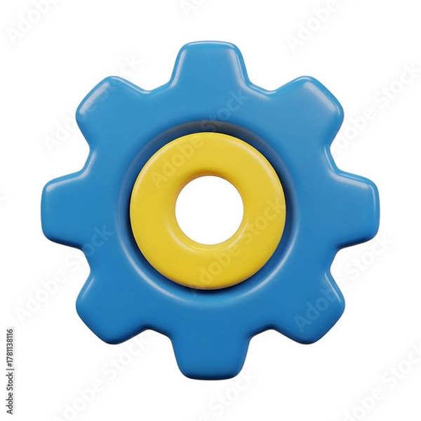 Obraz Modern 3D Settings Gear Icon System Management Concept with transparent background