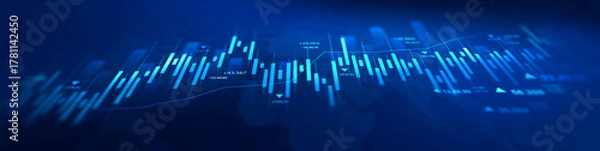 Obraz Stock market chart showing business growth, rising trends, financial performance, investment progress, profit increase, and market success indicators.Investment finance chart growth graph.	
