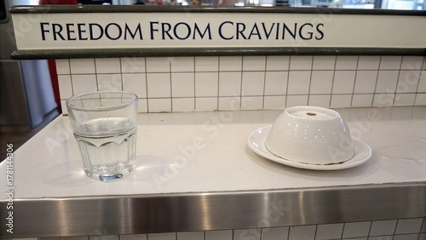 Fototapeta Glass of Water and Upside Down Sugar Bowl on a Kitchen Bench