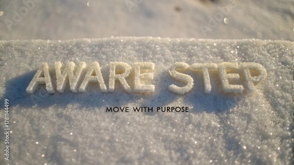 Fototapeta Macro Typography in Sugar Forming Aware Step with Move Purpose