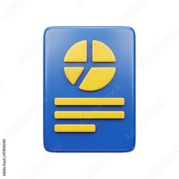 Obraz 3D Business Report Data Analysis Icon Presentation Concept with transparent background