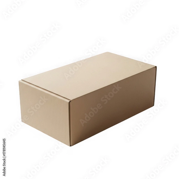 Fototapeta Brown corrugated carton box for shipping, delivery, and storage