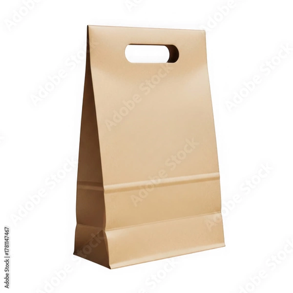 Fototapeta Brown paper shopping bag with die-cut handle for retail packaging