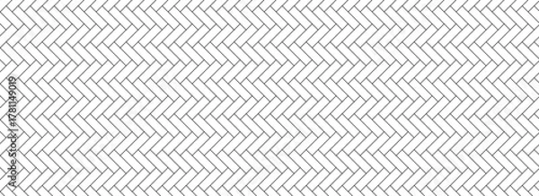 Obraz Classic herringbone pattern with thin grey lines on a white background,  simple horizontal seamless geometric texture or wallpaper