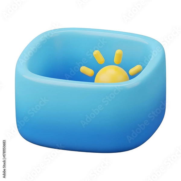 Obraz Minimalist 3D Morning Sun Icon Design Element with transparent background