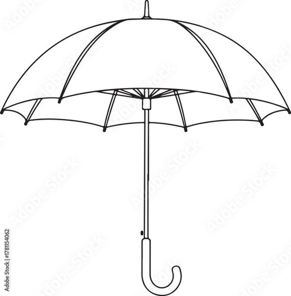 Fototapeta Open umbrella silhouette against white background