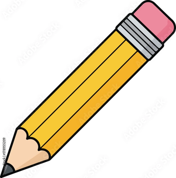 Obraz Yellow pencil with pink eraser silhouette